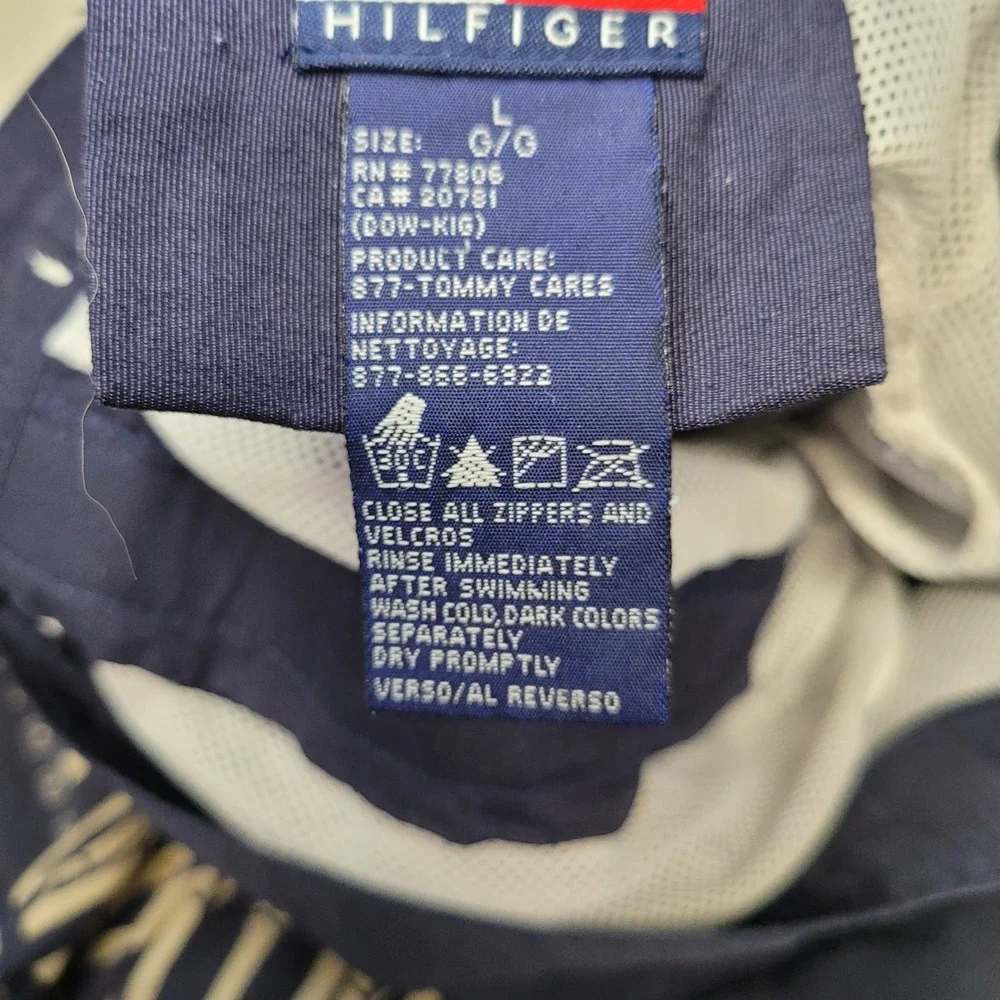 Tommy Hilfiger Mens Blue Bamboo Print‎ Swim Shorts Trunks Large Board Shorts